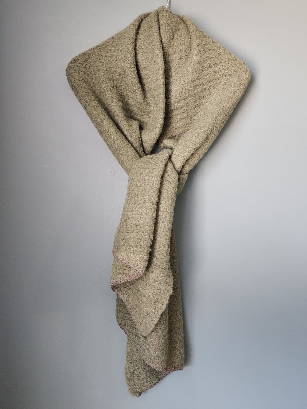 Wonderly Fuzzy Soft Ribbed Olive Green Scarf